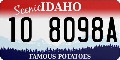 ID license plate 1O8098A
