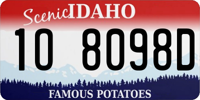ID license plate 1O8098D