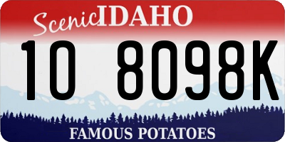ID license plate 1O8098K
