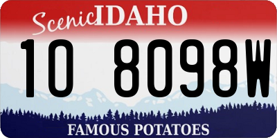 ID license plate 1O8098W