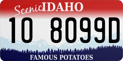 ID license plate 1O8099D