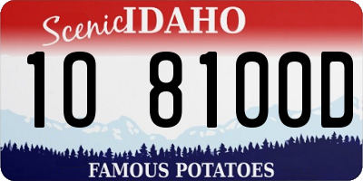 ID license plate 1O8100D