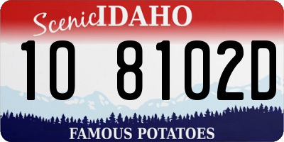 ID license plate 1O8102D