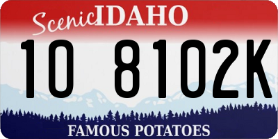 ID license plate 1O8102K