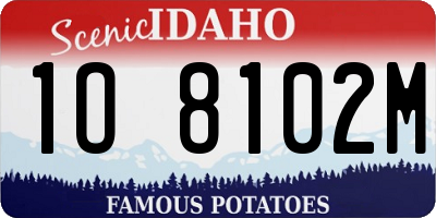 ID license plate 1O8102M