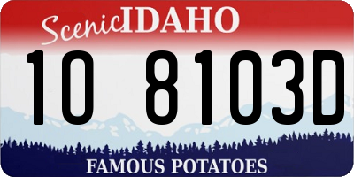 ID license plate 1O8103D