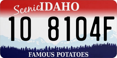 ID license plate 1O8104F