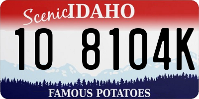 ID license plate 1O8104K