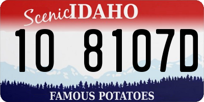 ID license plate 1O8107D