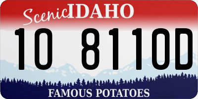ID license plate 1O8110D