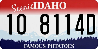 ID license plate 1O8114D
