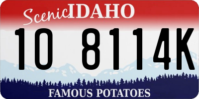 ID license plate 1O8114K