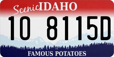 ID license plate 1O8115D