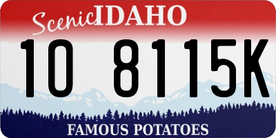 ID license plate 1O8115K