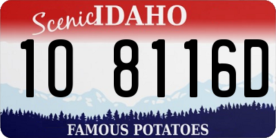 ID license plate 1O8116D