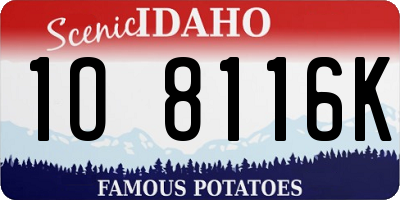 ID license plate 1O8116K