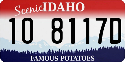 ID license plate 1O8117D