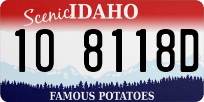 ID license plate 1O8118D