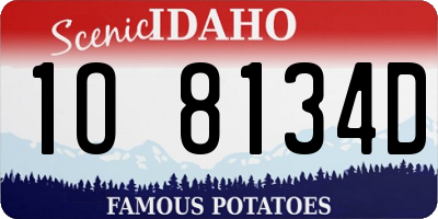 ID license plate 1O8134D