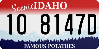 ID license plate 1O8147D