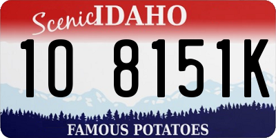 ID license plate 1O8151K