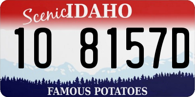 ID license plate 1O8157D