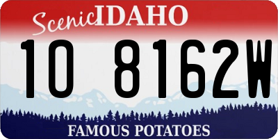 ID license plate 1O8162W