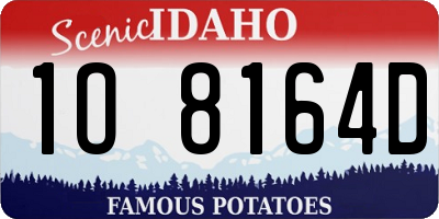 ID license plate 1O8164D