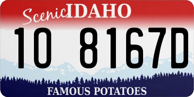 ID license plate 1O8167D