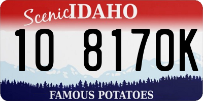 ID license plate 1O8170K