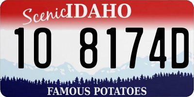 ID license plate 1O8174D