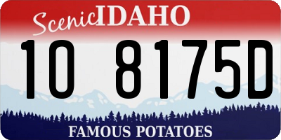 ID license plate 1O8175D
