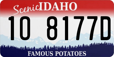 ID license plate 1O8177D