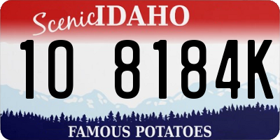 ID license plate 1O8184K