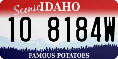 ID license plate 1O8184W