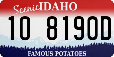ID license plate 1O8190D