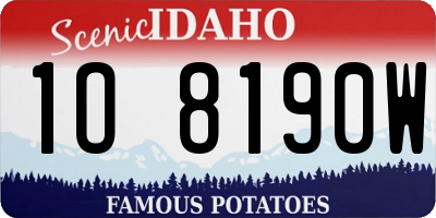 ID license plate 1O8190W