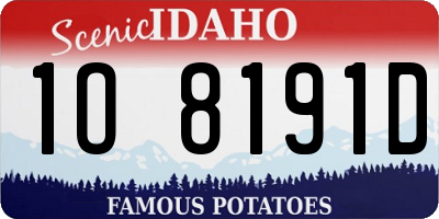 ID license plate 1O8191D