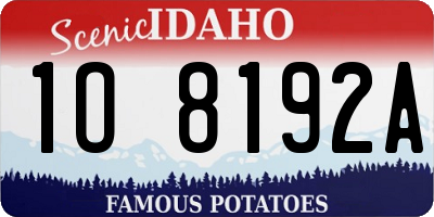 ID license plate 1O8192A