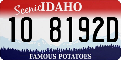 ID license plate 1O8192D