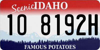 ID license plate 1O8192H