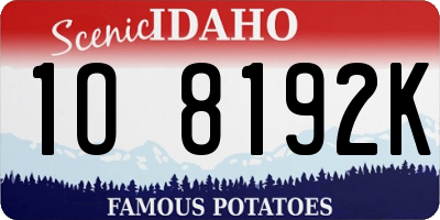 ID license plate 1O8192K