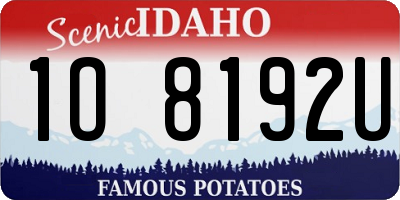 ID license plate 1O8192U