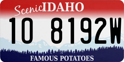 ID license plate 1O8192W