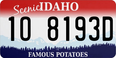 ID license plate 1O8193D