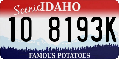 ID license plate 1O8193K