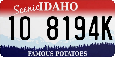 ID license plate 1O8194K