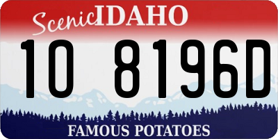 ID license plate 1O8196D