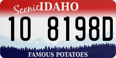ID license plate 1O8198D