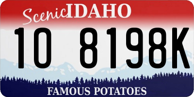 ID license plate 1O8198K
